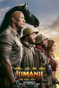 Jumanji: The Next Level is the third installment in the Jumanji film series, released in 2019, and directed by Jake Kasdan. It takes audiences on another wild adventure into the mystical world of Jumanji, where the game is far more dangerous than before. This time, the group of friends returns to rescue one of their own, but they find the game has drastically changed. New terrains, such as arid deserts and snowy mountains, along with an array of unexpected challenges, keep the players on their toes. Dwayne "The Rock" Johnson, Kevin Hart, Karen Gillan, and Jack Black return in their familiar roles, providing humor and action in this high-stakes journey.