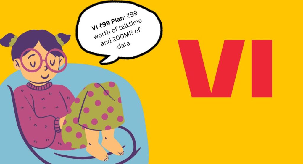 Vi ₹99 recharge pack, offering ₹99 talktime, 200MB data, and 15-day validity. Learn about call rates, service validity, and additional benefits for a great budget plan.
