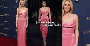 Brittany Snow in pink gown on the red carpet of Emmys Awards 2025